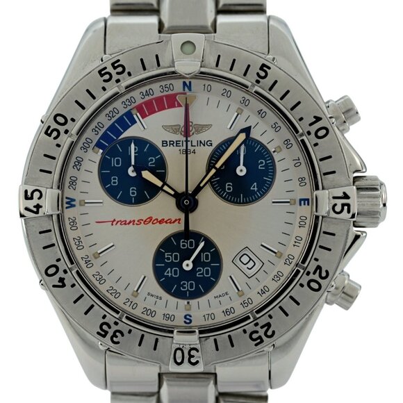 Breitling 41mm Men's Transocean Yacht Timer Chronograph Swiss SS Watch - Picture 2 of 9